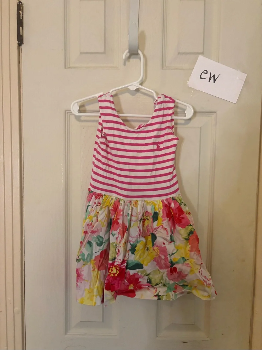 Ralph Lauren Pink Striped Top Floral Skirt Casual Dress